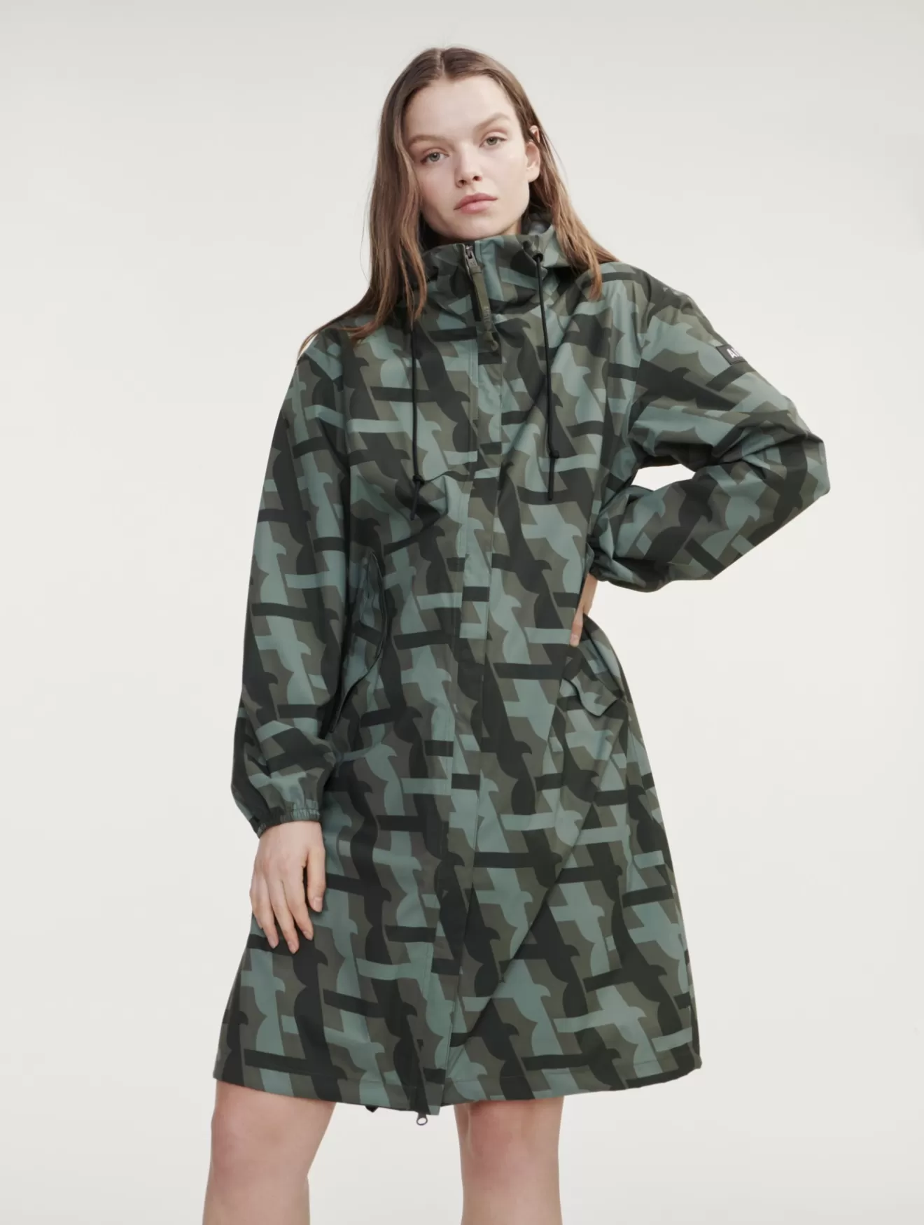 Fashion Aigle Parka Longue Mtd® Imprimee A Capuche Kaki Pr