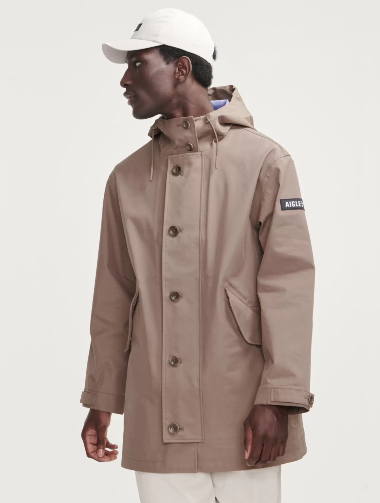 Sale Aigle Parka Mi-Longue Mtd® A Capuche Cappuccino